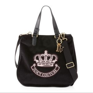 NWT Juicy Couture Victoria Tote Bag Black Velour